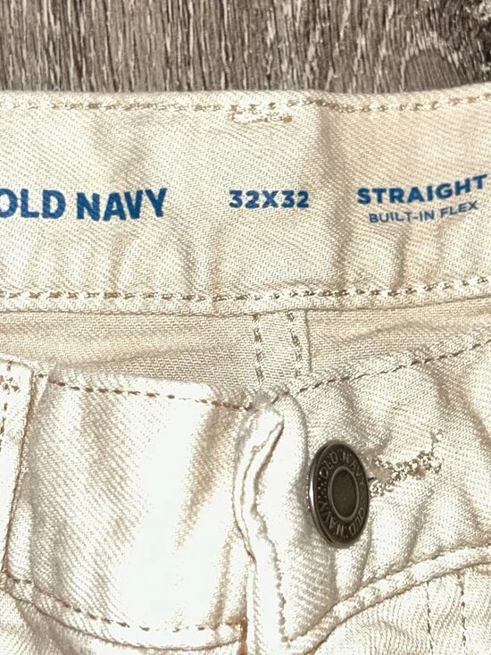 Old Navy Denim Jeans Straight Pants Men’s Size 32 X 32 Beige Built in Flex - Picture 3 of 5